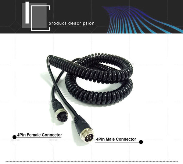 Trailer Spring Coil 4-Pin Plug Socket Extension Cable For Truck Camera Up to 5m 8m
