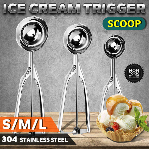 4/5/6cm Cake Mechanical Cookie Dough Ice Cream Scoop Stainless Steel Spoon For Business Pros