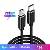 1M USB Type C To Micro USB Cable Mobile Accessories