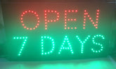 'Open 7 Days' LED Sign 48cm x 24cm Ready-Made LED Signs