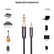 EVERTECH 3.5mm to 6.35mm Stereo 6.5mm 1/4 inch Amplifier Guitar Fabric AV Cables