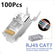 100Pcs Of RJ45 Cat7 & Cat6A Pass Through Connectors Data & Communication
