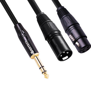 6.35mm Stereo 1/4inch TRS Male to XLR Male & Female insert Y Splitter 2in1 Cable (ES09)