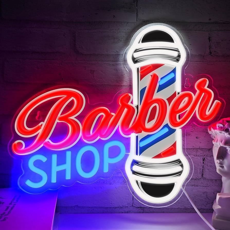 33x39cm USB Powered Barber Shop Neon Sign LED Sign for Hair Salons & Barbershop