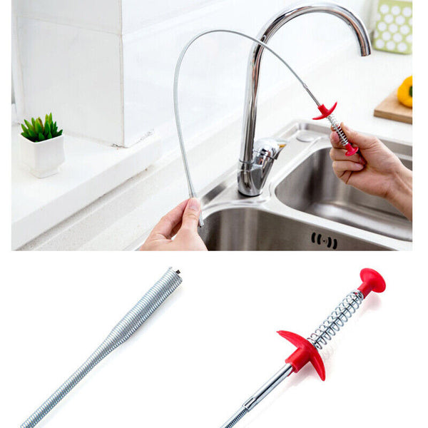Flexible Spring Pick Up Tool Drain Unblock Stick Snake Cleaner Hair Remover 60cm (JS64)