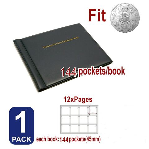 144 Pockets Coin Collection Book Storage Organizer Book Fit 50Cents