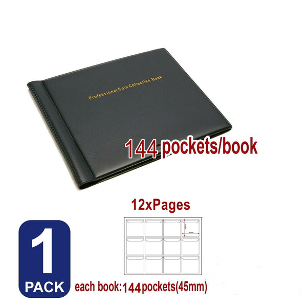 144 Pockets Coin Collection Book Storage Organizer Book Fit 50Cents