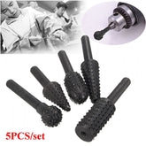 5PCS Rotary Burrs Set Wood Carving File Rasp Power Drill Bits Grinder Shank DIY & Home Tools