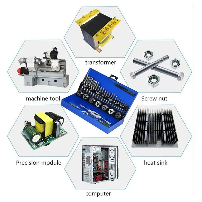 32pcs Metric Tap and Die Set M3–M12 Threading Tool Kit with Metal Sto ...