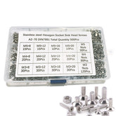 500PCS Bolts Nuts kit M3 M4 M5 Screw Sets Stainless Steel Sink Sunk Head Box Kit DIY & Home Tools