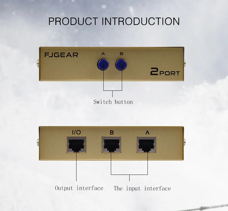 2 Ports RJ45 Network Switch Box Data & Communication
