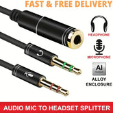 3.5mm Aux 2 Male to 1 Female Y Splitter Cable Adapter for Headphone Mobile Accessories