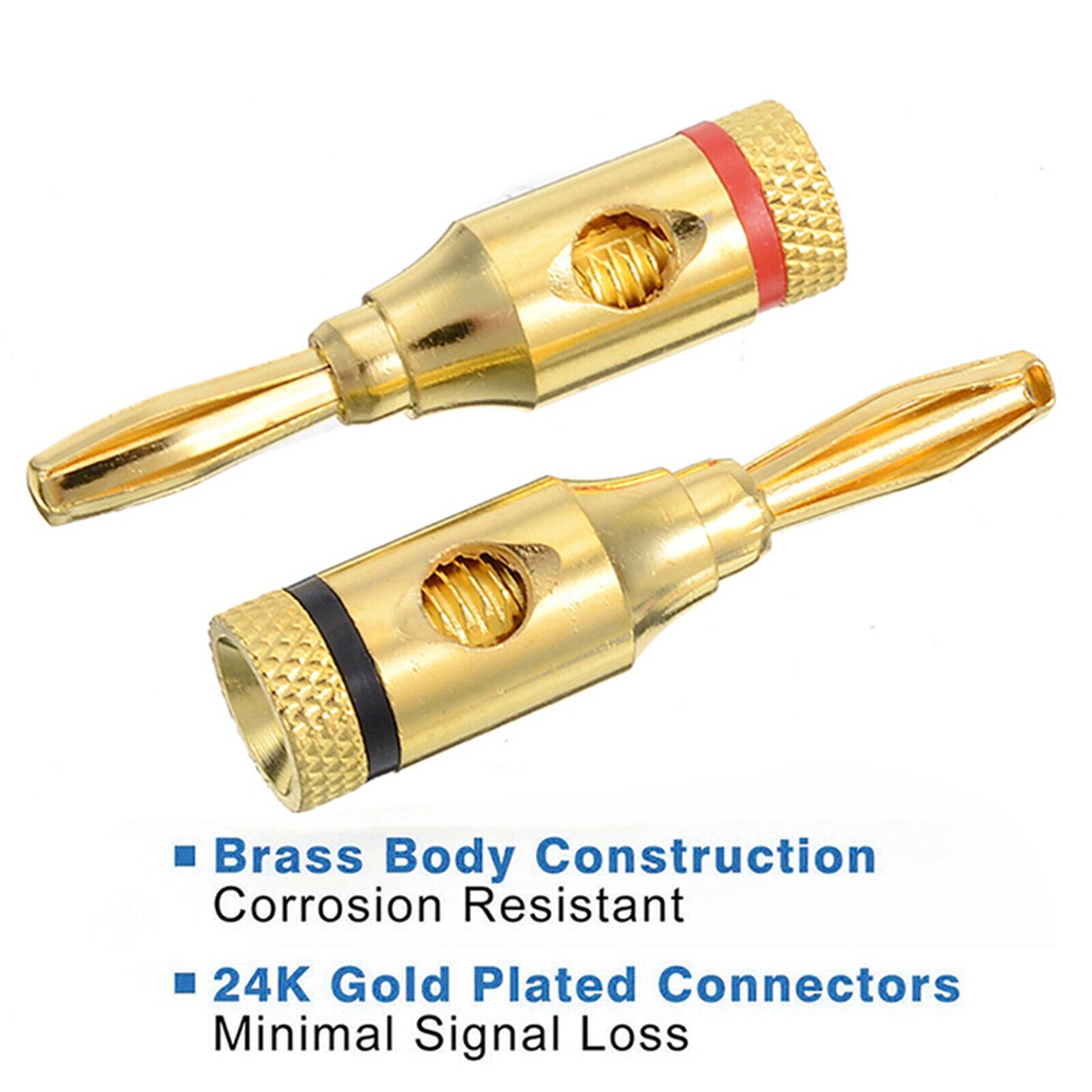 10 Pair 4mm Banana Plug Gold Plated Musical Audio Speaker Cable Wire Connector (10*M24+M25)