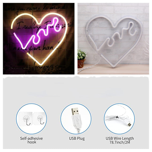 33cm x 35cm USB Powered Love Heart Ready-Made LED Signs – Evertronics