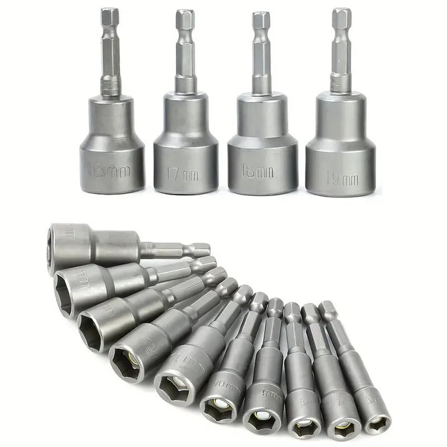 6-19mm 8/14pcs Magnetic Socket Set Nut Driver Drill Bit Adapter 1/4 ...