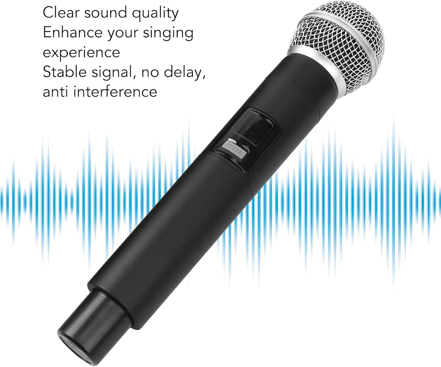 Dual Rechargeable Wireless Microphone UHF 1 for 2 Cordless Handheld W/ Receiver