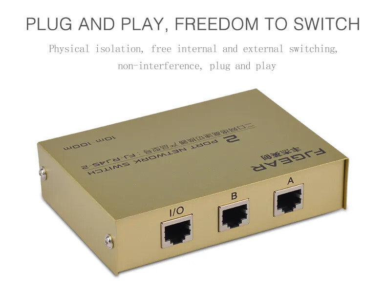 2 Ports RJ45 Network Switch Box Data & Communication