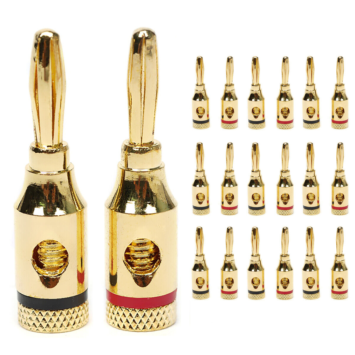 10 Pair 4mm Banana Plug Gold Plated Musical Audio Speaker Cable Wire Connector (10*M24+M25)