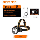 SuperFire HL55-S Headlamp (RS30) Head Torch Rechargeable Outdoor Gear