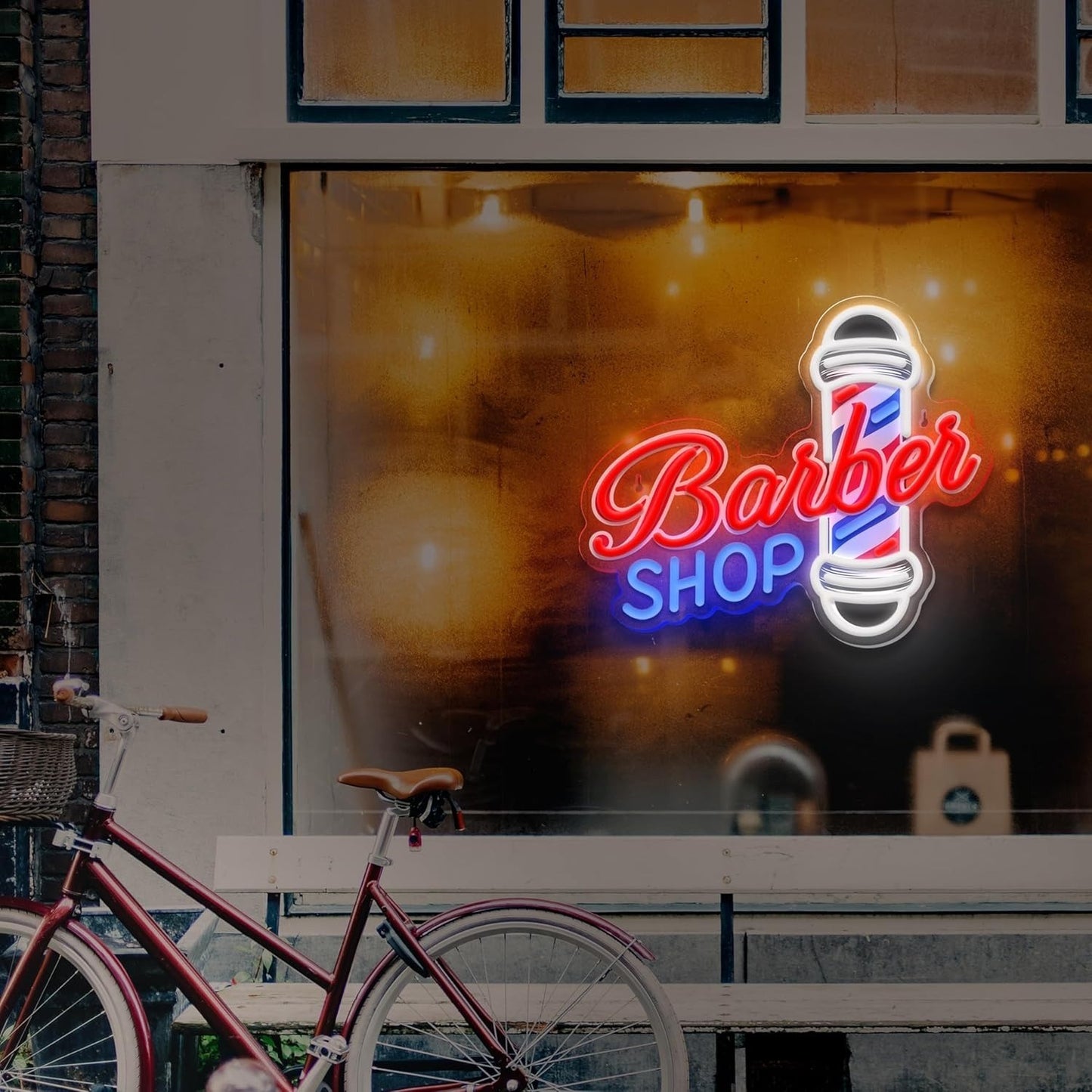 33x39cm USB Powered Barber Shop Neon Sign LED Sign for Hair Salons & Barbershop