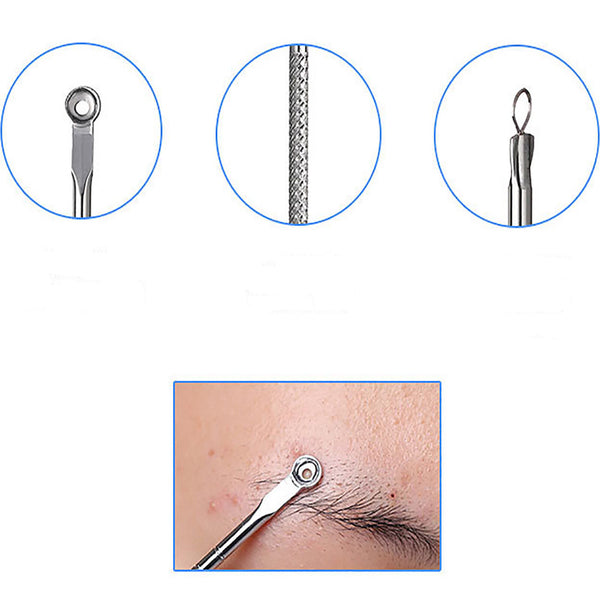 8PCS Blackhead Remover Pimple Tool Kit Acne Extractor Tweezer Tools