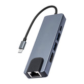 5 IN 1  Multiport Type-C HUB USB-A HDMI RJ45 Ethernet PD 60W PC Accessories