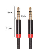 4 Pole 3.5mm Stereo Aux Male to Male Fabric Cable AV CABLES