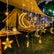 Warm White Solar Moon and Stars Xmas lights 3.5M Long Party Effects