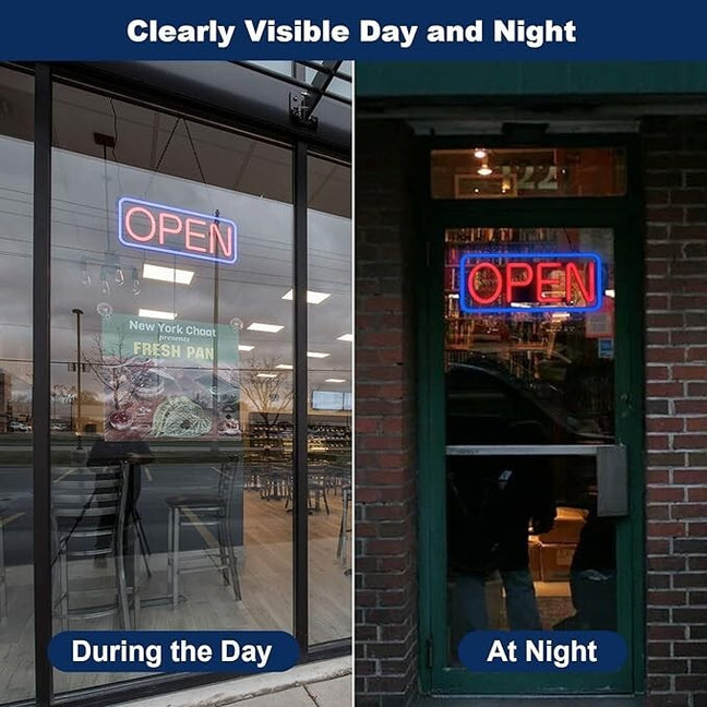 Ultra Bright LED Neon Open Sign Remote Controlled W/ 12V Adapter & Ch ...