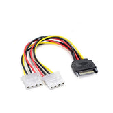 20cm 15 Pin SATA Male to 4 Pin Molex 2 Female IDE HDD Power Cable 20cm PC Accessories