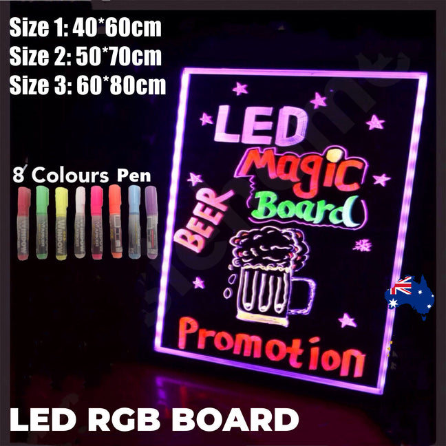 LED Writing Board Neon Sign Signage Fluorescent RGB Color Change 2 Si ...