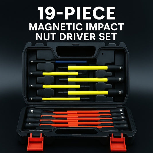 19pcs Magnetic Power Nut Driver and Screwdriver Bit Set For Impact Drill w/ Box Tool