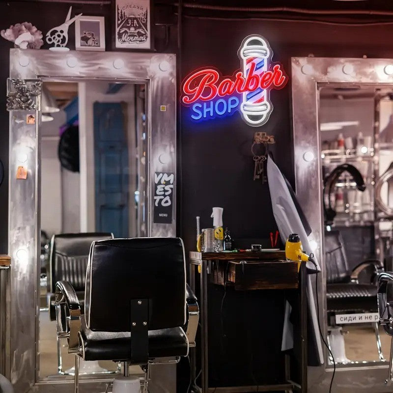 33x39cm USB Powered Barber Shop Neon Sign LED Sign for Hair Salons & Barbershop