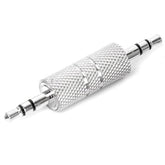 3.5mm Stereo AUX Male to Male Audio Adapter Metal Silver 3 Pole Headphone Couple AV Adapters