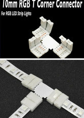 10mm LED Strip T Shape Corner Connector Joiner (L28) For 5050 RGB LED Strips Party Effects