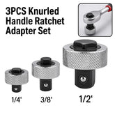 3Pcs Knurled Handle Ratchet Socket Adapter Set Automotive Tools