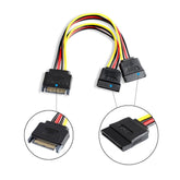 20cm Sata 15-pin Male to Dual Sata Female Cable for Hard Drive PC Accessories