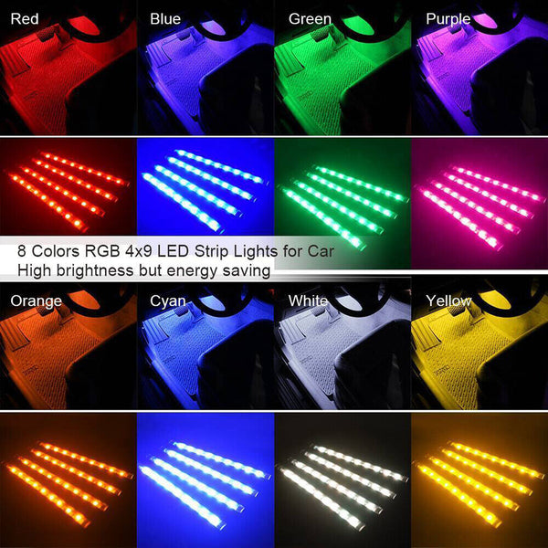RGB Interior 4pcs Light Strip Set USB Powered 36Pcs LED