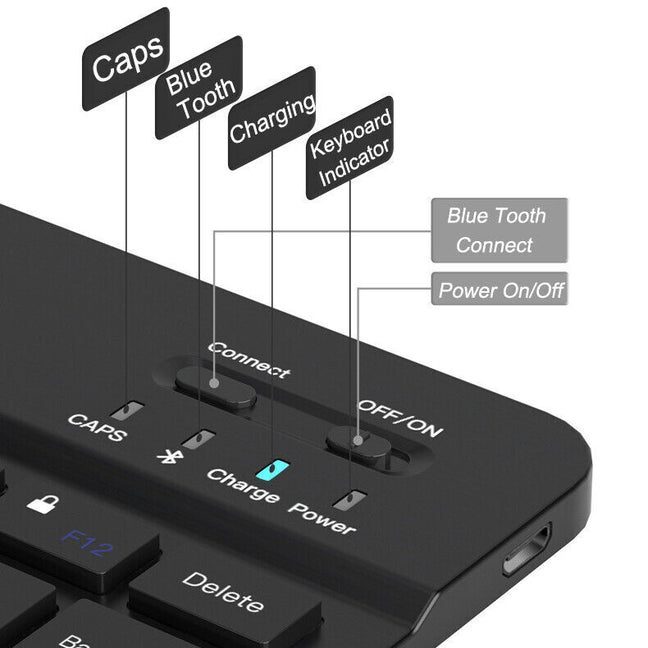 Ultra-Slim Bluetooth Rechargeable Mini Keyboard For IOS Windows Android ...