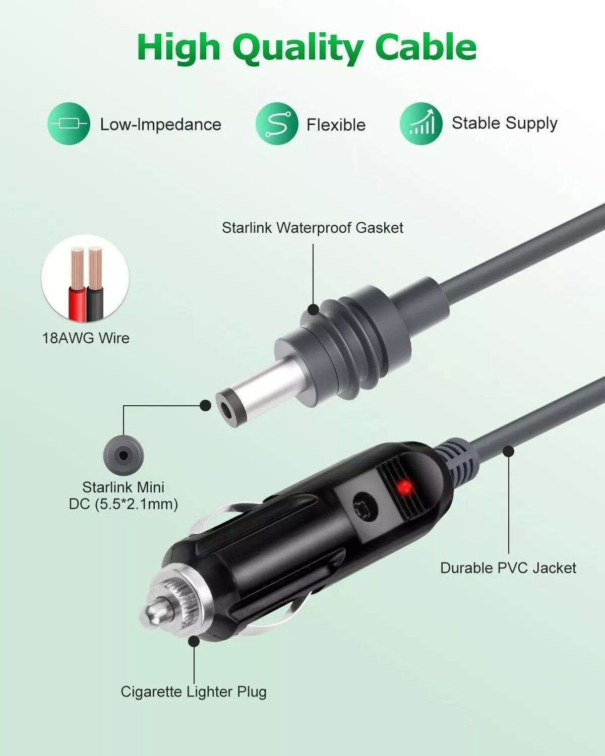 5m Starlink Mini 60W Car Charger Cable Car Accessories