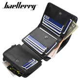 Baellerry Men's Short Wallet Trifold Slim PU Leather w/ Zipper Coin Card Pocket Home Essentials