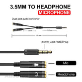 3.5mm Audio Y Splitter Cable 2 Female to 1 Male for Mobile Accessories