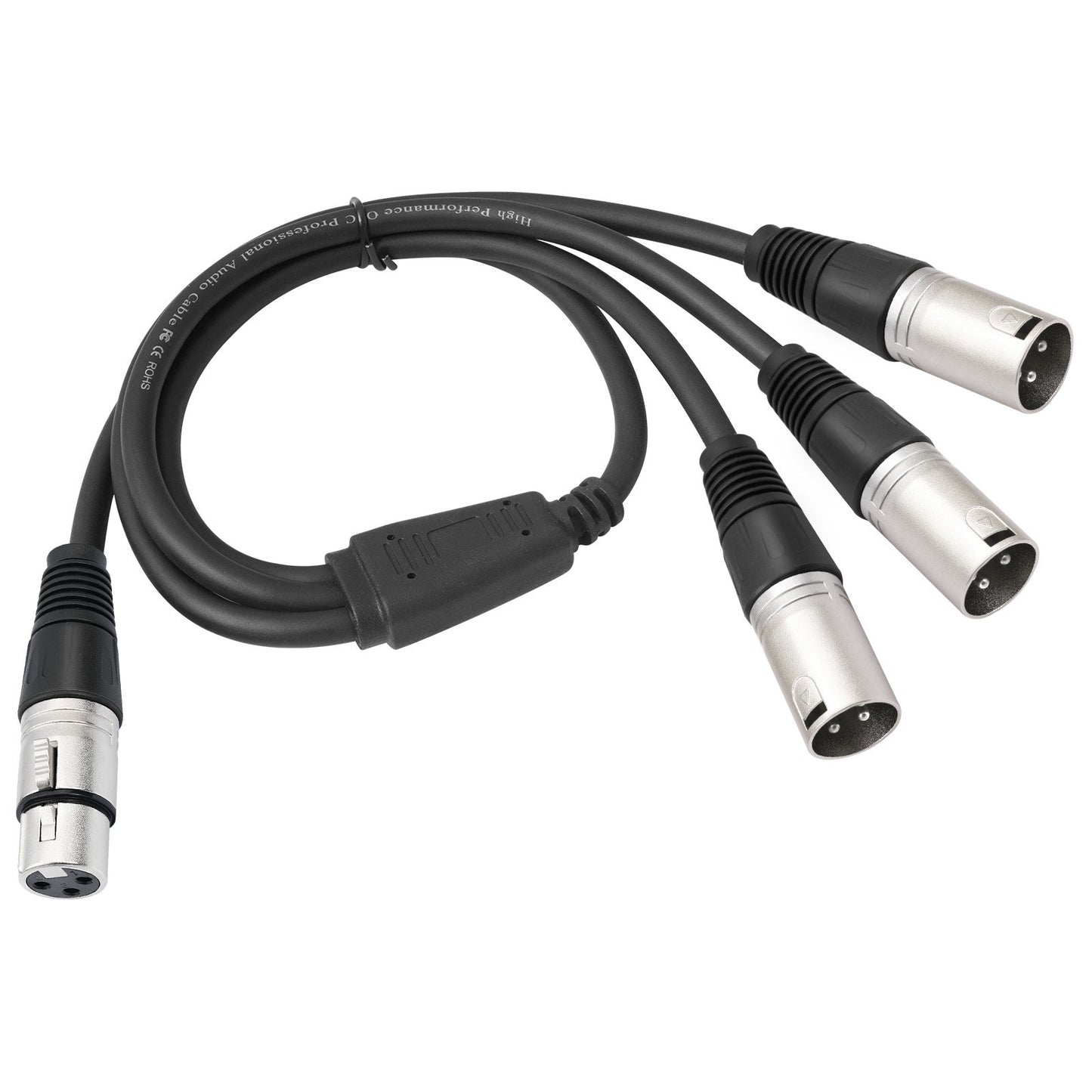 60cm XLR Splitter Cable 1 Female to 3 Male Microphone Audio Adapter Balanced