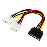 20cm 15 Pin SATA Male to 4 Pin Molex 2 Female IDE HDD Power Cable 20cm PC Accessories