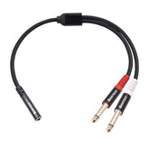 30cm 3.5mm AUX TRS Female to Dual 6.35mm Mono (ES23) TS Male Splitter AV Cables