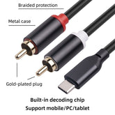 USB Type-C to 2 RCA Audio Cable USB-C to 2RCA AV Cables