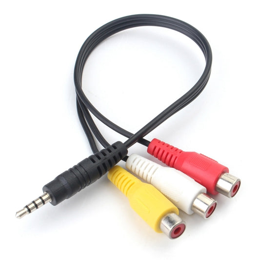 30cm long 3.5mm AUX Male Plug to 3RCA Female Cable HS05 AV Cables