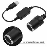 12W USB to 12V Car Cigarette Lighter Socket Adapter Cable Car Accessories