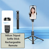 Z14 140cm Selfie Stick Tripod Telescopic Portable Phone Stand W/Bluetooth Remote Mobile Accessories