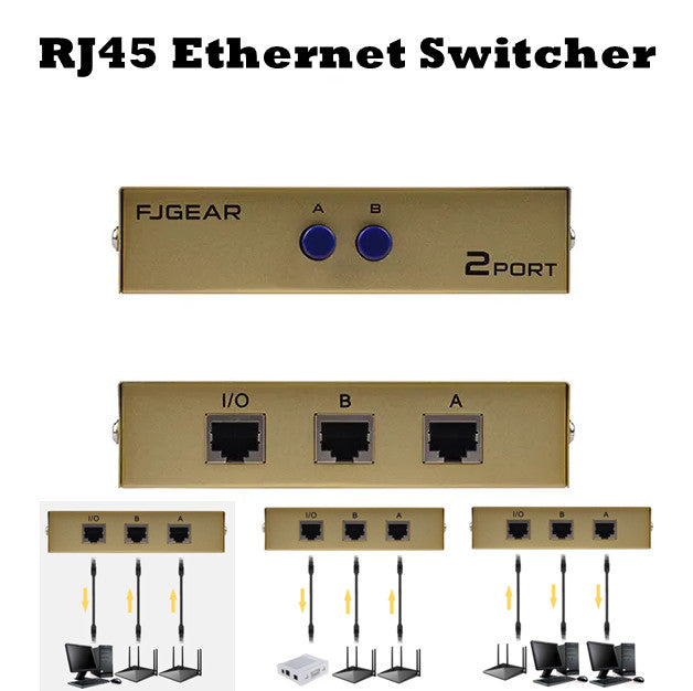 2 Ports RJ45 Network Switch Box Data & Communication